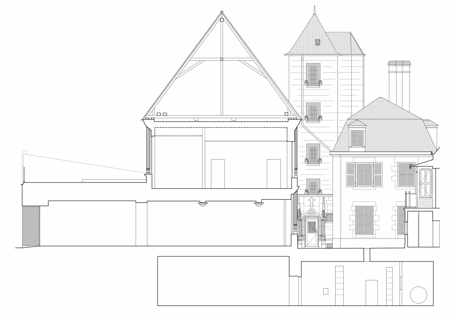 Coupe longitudinale état existant (Albéric Dervault)